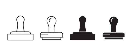 Rubber stamp icon set. isolated on white background in vector illustration.