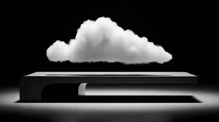 Cloud floating above modern bench