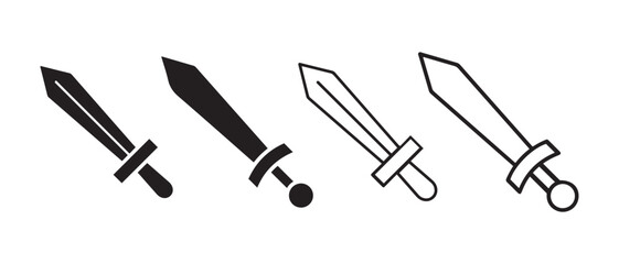 sword icons set. isolated on white background in black and white.