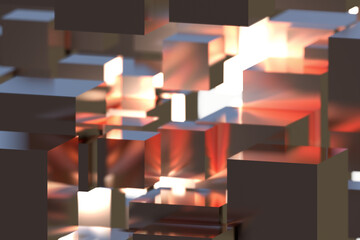 Squares geometric abstract 3d render cubes background chrome metalic design render wallpaper modern illustration shapes composition modern