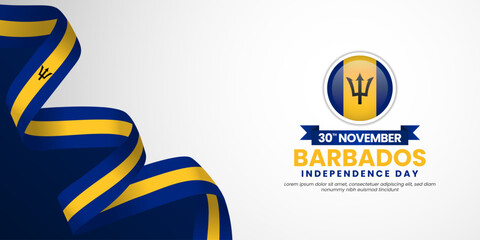 Barbados independence day banner background 30th november design element with waving ribbon flag