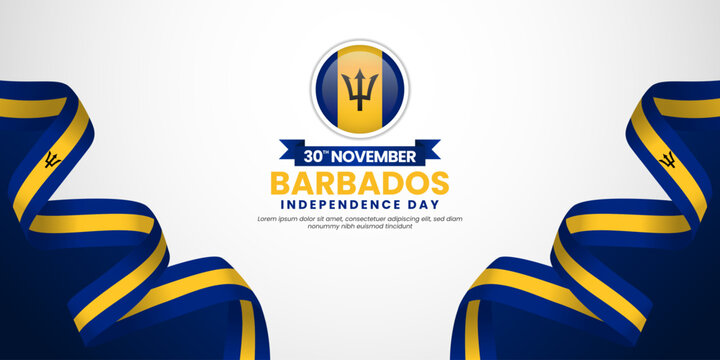 Barbados independence day banner background 30th november design element with waving ribbon flag
