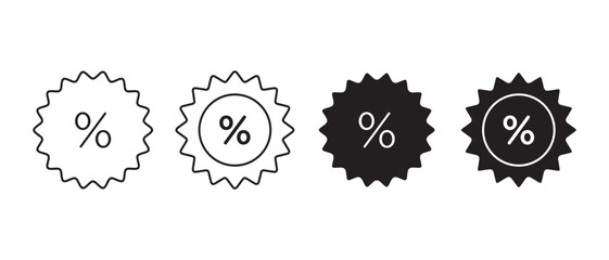 Discount percentage icon set. isolated on white background for business promotion.