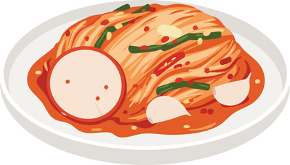 A plate of kimchi, a traditional Korean fermented dish.