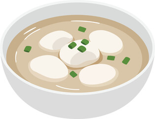 A bowl of tangyuan, a delicious sweet rice ball dessert soup.