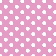 Orchid Pink and White Polka Dots Seamless Pattern Background
