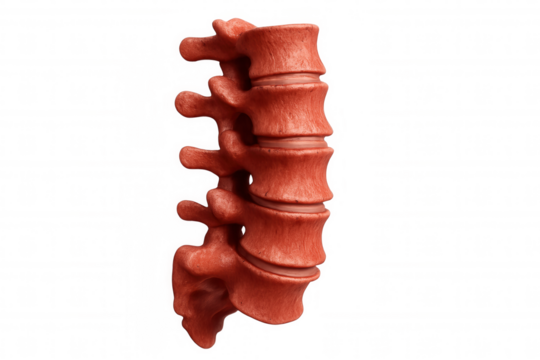 Lumbar spine section with individual vertebrae and discs, rendering human back anatomy and skeletal health for medical concepts