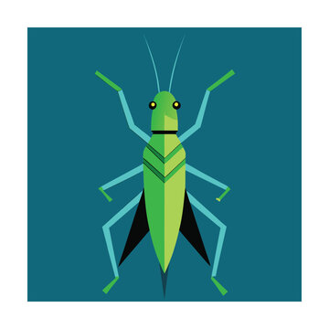green geometric grasshopper on teal background clip art preview