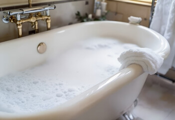 Luxurious Bubble Bath in a Vintage Clawfoot Tub