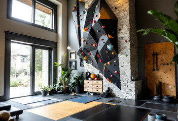 Indoor Climbing Wall in Modern Home Gym