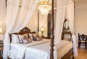 Opulent Canopy Bed in Elegant Bedroom Suite