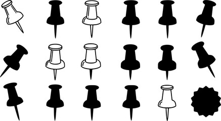 Pushpin silhouette vector, Push pin icon clip art
