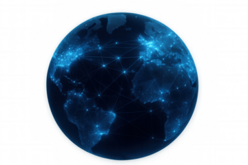 Global network of interconnected cities and data transferring across the planet, digital world telecommunication infrastructure