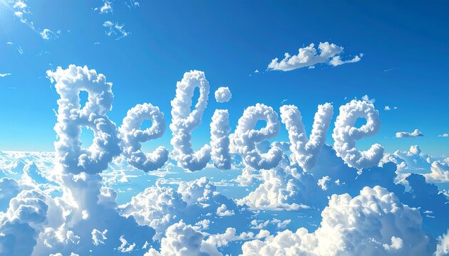 Cloud-formed word inspires faith and hope - Powered by Adobe