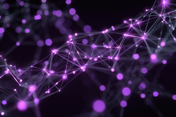 Abstract purple network, glowing nodes and lines