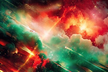 Abstract vibrant cosmic nebula with streaks of light