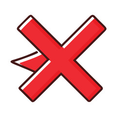 Obraz premium Red 'x' mark symbol graphic for incorrect or denied status and warning signs