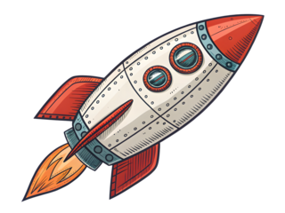 Cartoon rocket ship,isolated on white background