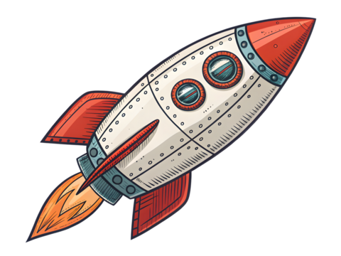 Cartoon rocket ship,isolated on white background