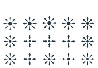 Arrows radiating from circles arranged in a grid pattern