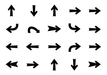 Collection of various black arrow shapes pointing in different directions