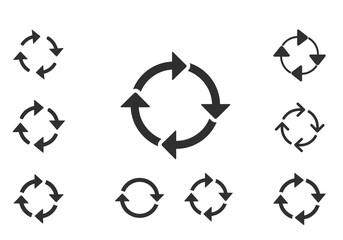 The image shows a collection of circular arrow icons symbolizing processes or cycles