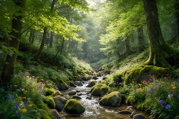 Obraz premium stream in the forest