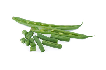 Green beans isolated on white background.