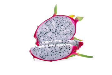 Dragon fruit sliced on white background