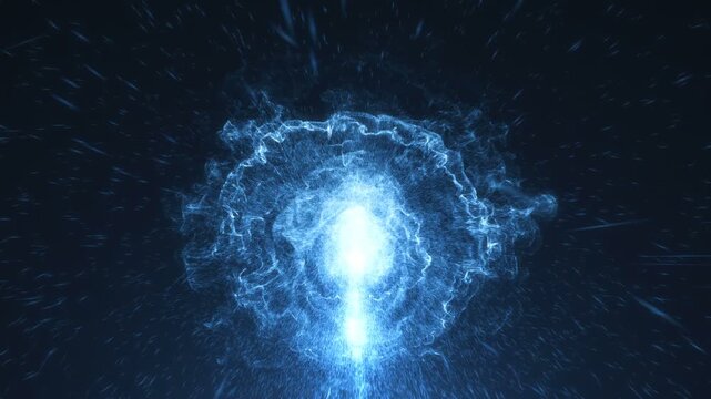 Concept animation of particles colliding at light speed in a collider accelerator