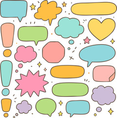 Colorful Hand Drawn Speech Bubbles and Thought Clouds Collection.