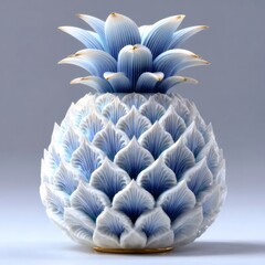 青と白の陶器パイナップルの静物写真