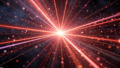 Naklejka premium . Abstract Laser Beams Crossing with Glowing Particles