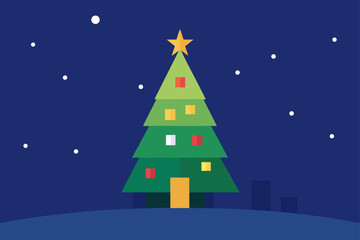 christmas tree with snowflakes and stars