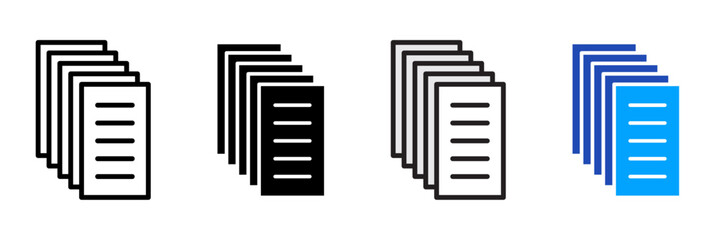 paperwork Icon Set Multiple Style Collection. Document, Folder, Clipboard, Pen, Pencil, Paper, File, Contract, Stamp, Envelope, Calendar, Checklist, Spreadsheet, Archive, Report, Signature, Receipt, I