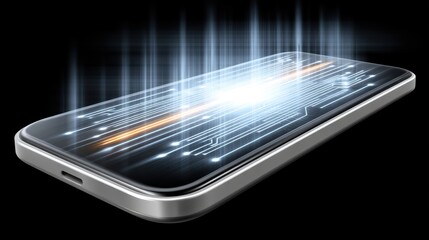 Radiant glow from smartphone screen, a captivating display of mobile technology in the digital age