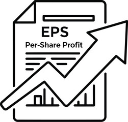 Vector art of line art icon representing eps earnings per share with a growing arrow and financial chart