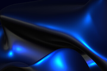 Abstract 3d render background dark blue gradient light wave silk liquid chrome metalic design render wallpaper modern illustration multicolored wavy surfaces