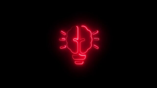 Glowing neon resourceful icon isolated on black background. motion graphic Glowing neon Technique icon isolate.black background.4K video