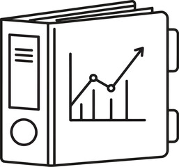 Vector art of line art illustration of a binder with a financial graph showing upward trend