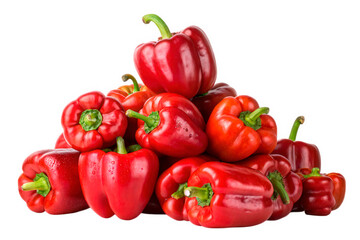 Fresh and Vibrant Red Bell Peppers Stacked on Black Background