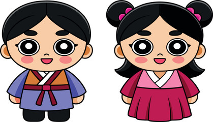 cartoon kids illustration, cute asian kids cartoon, funny children drawing, adorable cultural artwork, happy asian children, smiling cultural kids, playful asian kids mascot, child-friendly kids cart