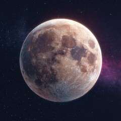 Fototapeta premium Full moon, earth's satellite, against a night sky speckled with stars