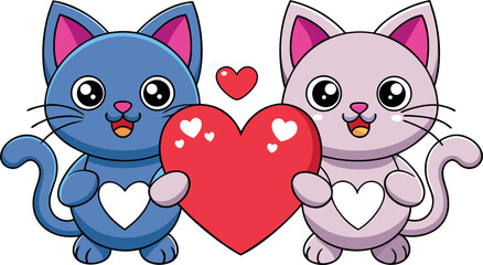 cartoon love cats illustration, cute cartoon kittens, funny kitty romance, adorable cats love, happy cats vector, smiling cats cartoon, romantic kitty clipart, playful cat couple, valentines cats cart