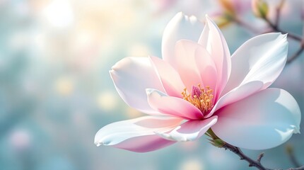 Beautiful pink magnolia flower blossom bloom close up spring floral photography nature wallpaper background hd