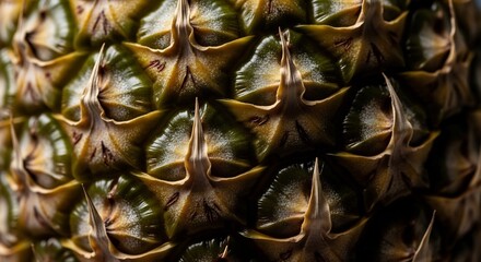 Fototapeta premium Pineapple rind texture closeup spiky surface repeating patterns