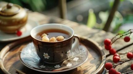 cup of coffee and cinnamon sticks