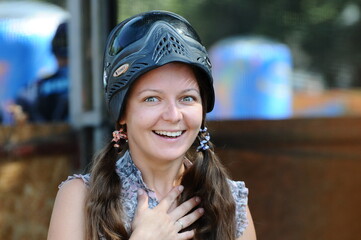 girl in a paintball mask portrait