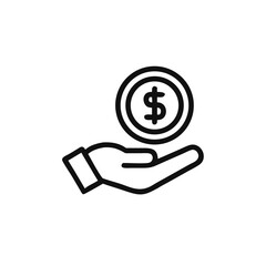 cashback icon in line style, return money vector isolated on white background, money cashback business concept,