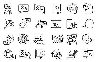 set of icons for language translator